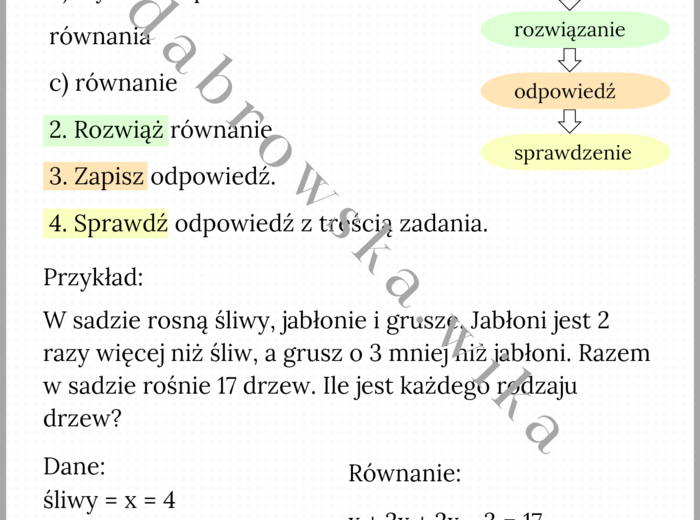 Równania - schemat zadań tekstowych