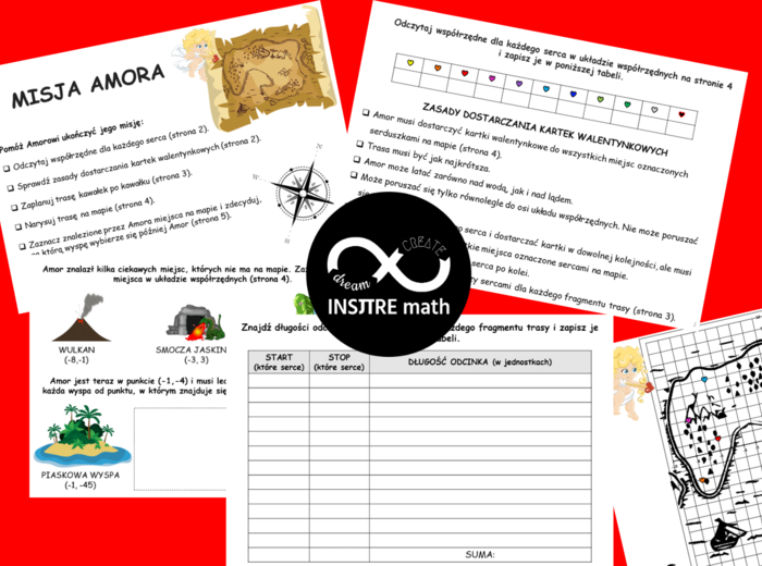 Walentynkowa Misja Amora. Odcinki w układzie współrzędnych. Walentynki + układ współrzędnych.