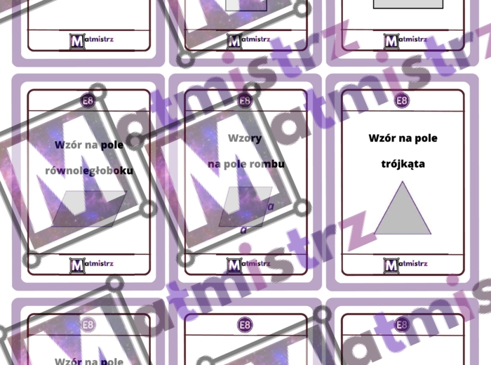 108 dwustronnych KART MATEMATYCZNYCH powtórzenie przed E8
