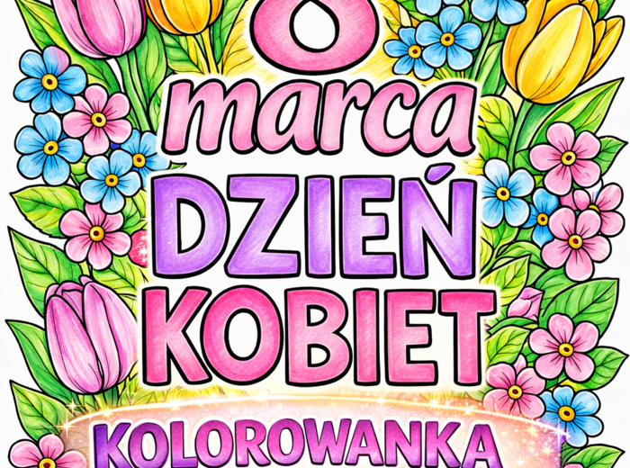 DZIEŃ KOBIET – kolorowanka XXL (9 stron) + wersja A4; plakat do złożenia; dekoracja; gazetka