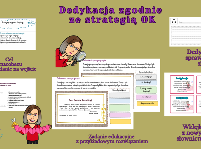 Dedykacja w kl. IV-VI- karty pracy, zadania, ocenianie kształtujace