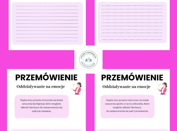 Przemówienie- sztuka wzbudzania emocji. Karty graficzne z ćwiczeniami