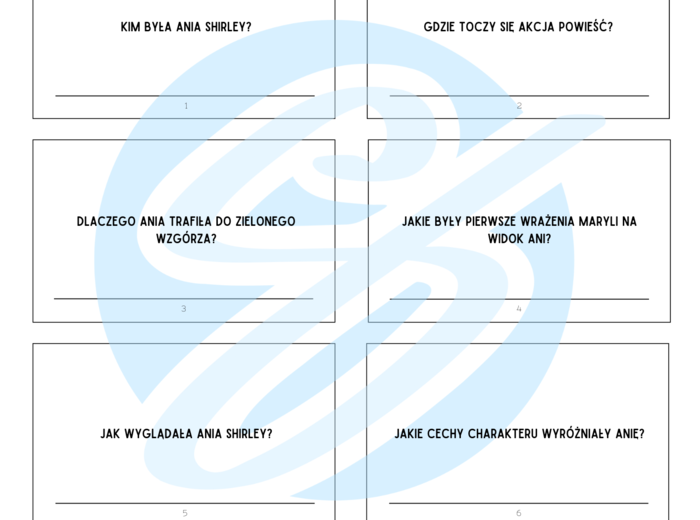 Ania z Zielonego Wzgórza – Pytania i Odpowiedzi | Interaktywne karty do lektury