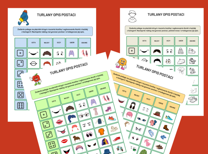 Turlany OPIS POSTACI - kl. 4-8 - ćwiczenia redakcyjne - ikonki