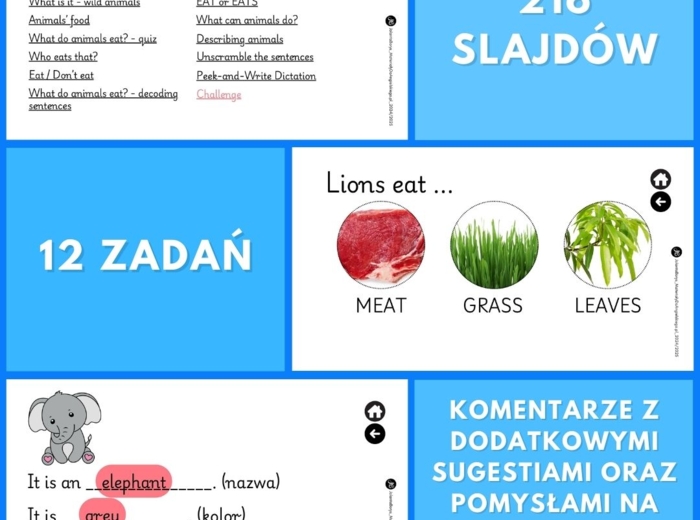 Prezentacja New English Adventure 3 – Unit 7 Lions eat meat