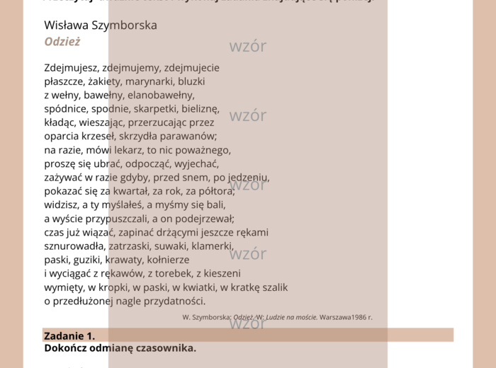 Praca z wierszem - Odzież - W. Szymborska