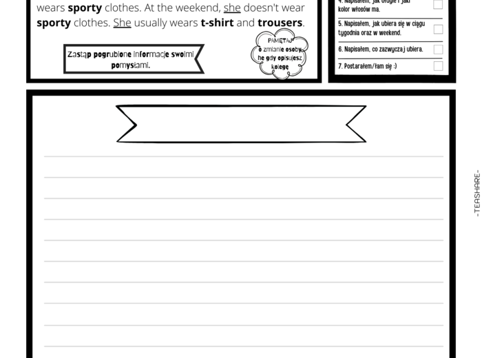 Writing Pack Worksheets - klasa 5