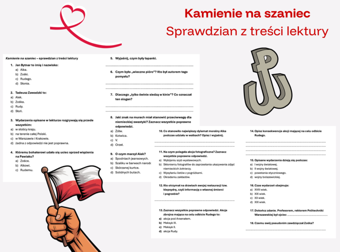 Kamienie na szaniec - sprawdzian z treści lektury