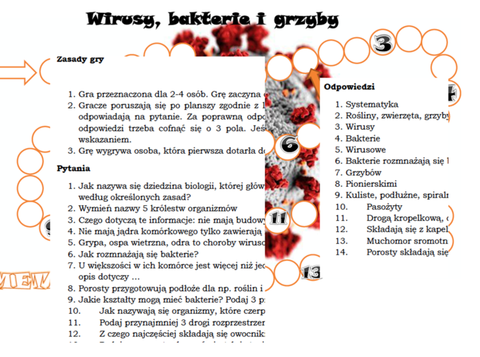 Wirusy, bakterie i grzyby - gra planszowa
