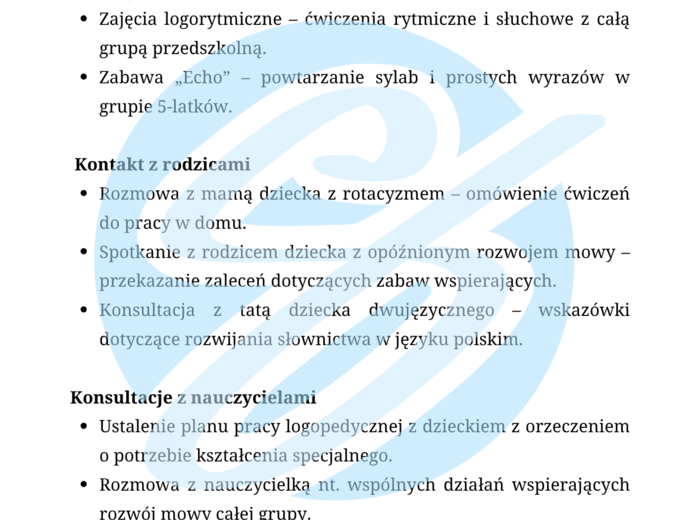 Logopeda – przykładowe wpisy do dziennika praktyk