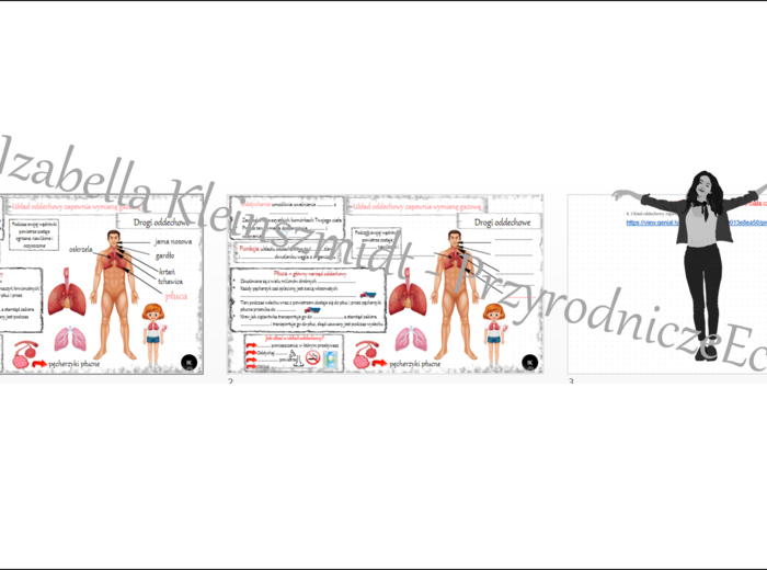 Minizestaw na temat „Układ oddechowy zapewnia wymianę gazową” – sketchnotka + karta pracy w power point + gratisowy link do prezentacji multimedialnej niekomercyjnej wykonanej w genial.ly do indywidualnego pobrania i użycia do celów niekomercyjnych. Przy