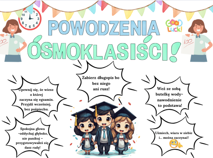 Egzamin bez stresu! – Kolorowa dekoracja wspierająca uczniów ❤️ Zestaw XXL – aż 57 stron do druku!