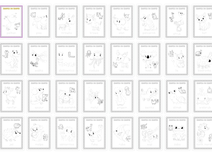 Połącz kropki- zwierzęta