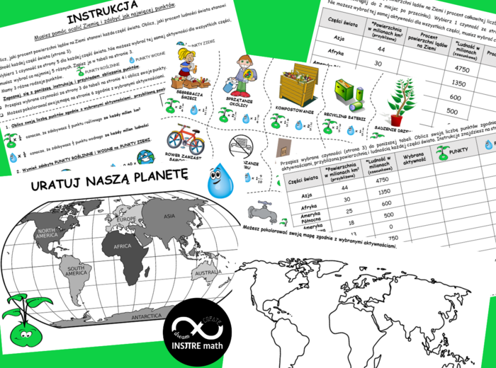 Projekt matematyczny na Dzień Ziemi (STEAM): URATUJ NASZĄ PLANETĘ (procenty, ułamki zwykłe i dziesiętne). Nauczanie Oparte na Projektach (PBL) dla kl.6-8