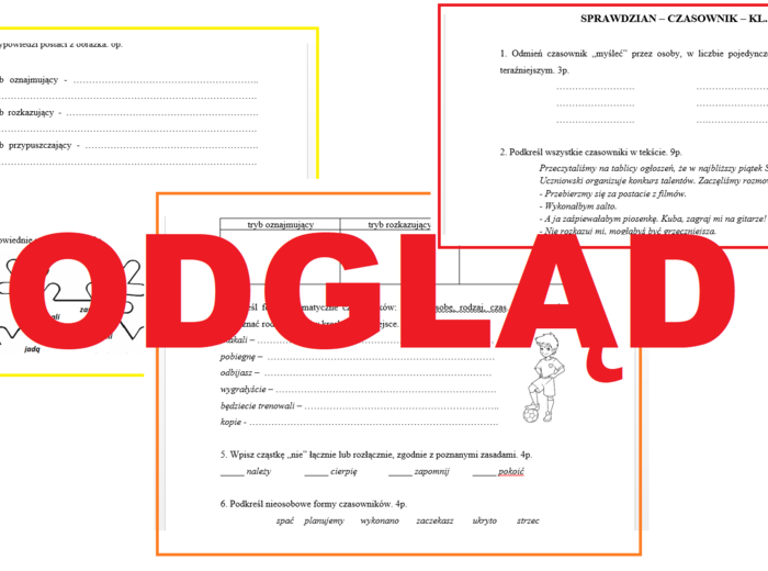 Czasownik - klasa 5 - sprawdzian