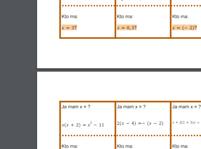 Ja mam... Kto ma?... Rozwiązywanie równań klasa 7