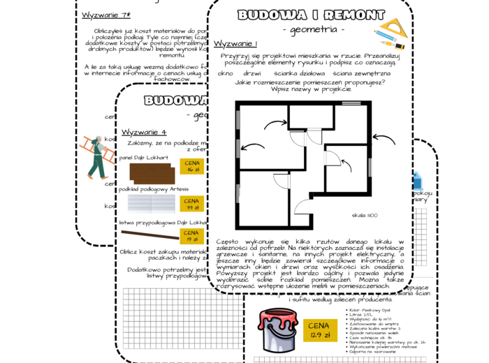 Projekt edukacyjny – klasa 6, 7, 8. Innowacja pedagogiczna. Obliczenia praktyczne. Budowa i remont. Geometria