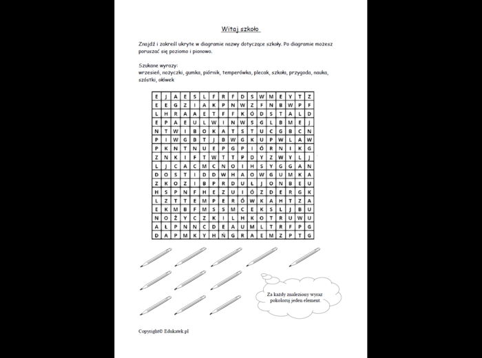 Zestaw wykreślanek na cały rok