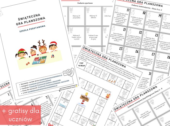 Świąteczna gra planszowa z matematyki (klasy 4-8)