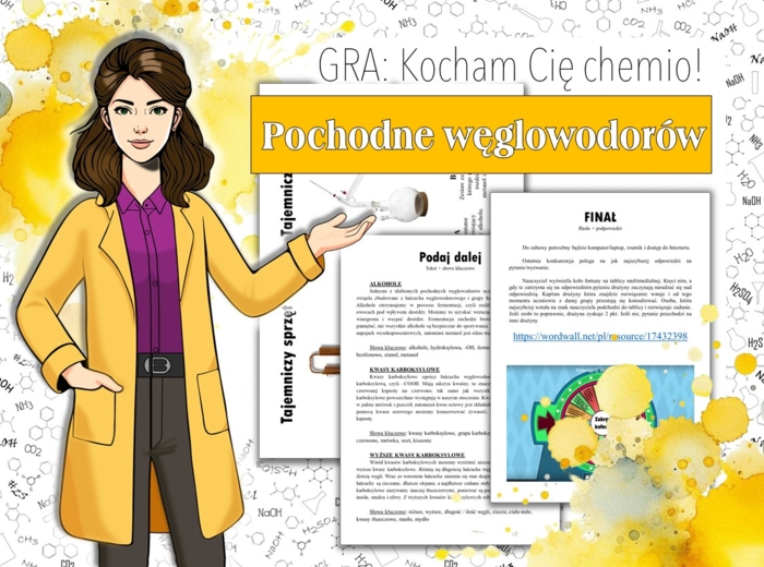 Klasa 8. Chemia. Pochodne węglowodorów. Kocham Cię chemio! Powtórzenie wiadomości. Gra. Zabawa. Praca grupowa. MOC powtórki.