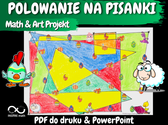 Geometryczne POLOWANIE NA PISANKI. Trójkąty i czworokąty. Wielkanoc.
