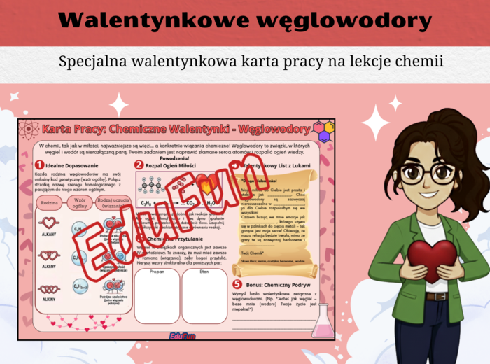 Węglowodory - karta pracy na Walentynki