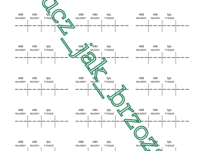 System dziesiątkowy, maszynka do zapisywania i czytania dużych liczb, wklejka do zeszytu, klasa 4