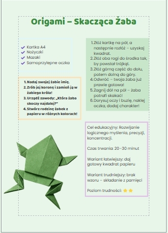 Karty z propozycjami zabaw manualnych