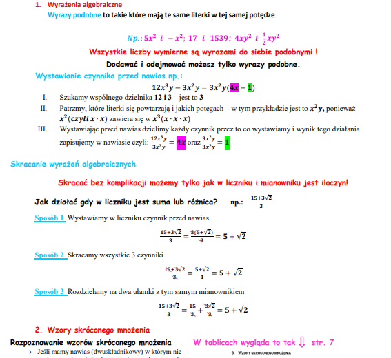 Karta pracy - zbiory, przedziały, wyrażenia algebraiczne - poziom podstawowy