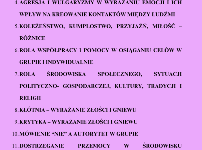INNOWACJA SPOŁECZNO- EMOCJONALNA DLA KLAS 4-8 i wyżej OPIS/DOKUMENTACJA dla pedagoga, psychologa, wychowawcy