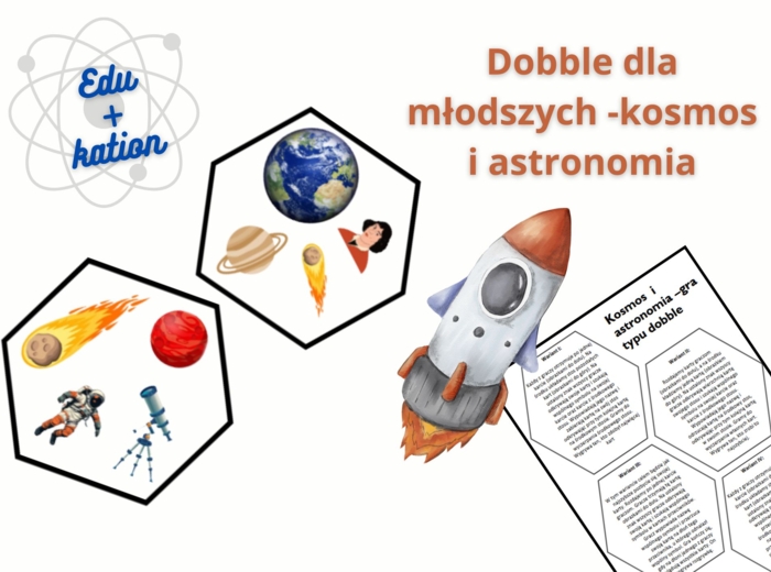 Gra typu dobble -Niesamowity kosmos (dla młodszych)