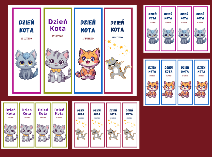 DZIEŃ KOTA – zakładki do książek – zakładka – biblioteka – świetlica – wersja 1