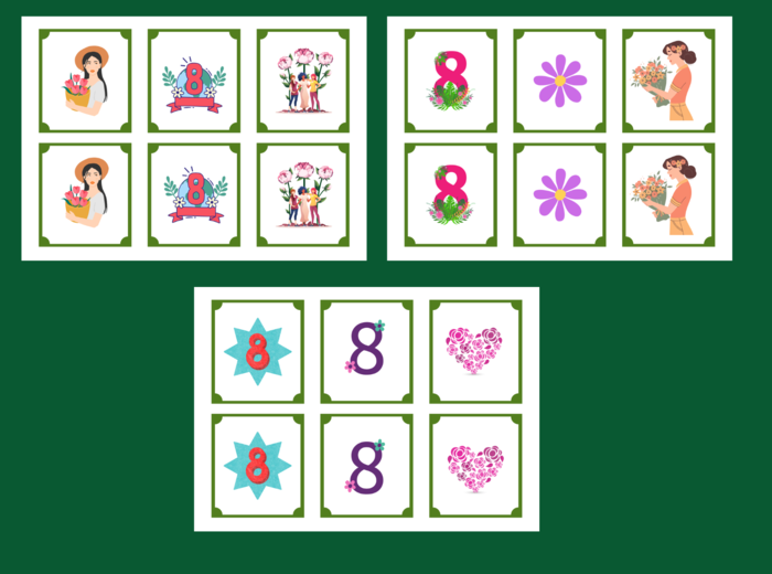 DZIEŃ KOBIET – memory – 36 szt. – biblioteka – świetlica – przedszkole