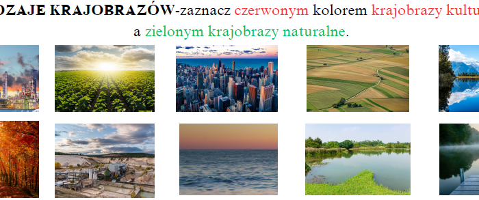 Rodzaje krajobrazów-karta pracy