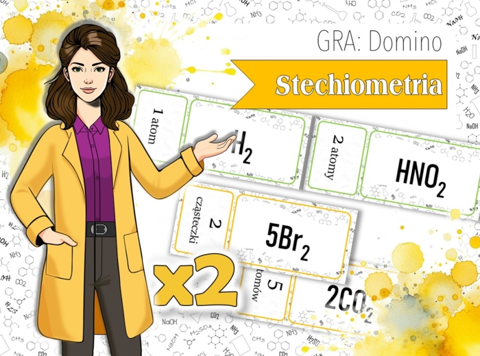 Klasa 7. Chemia. Współczynniki i indeksy stechiometryczne. Domino. ZESTAW