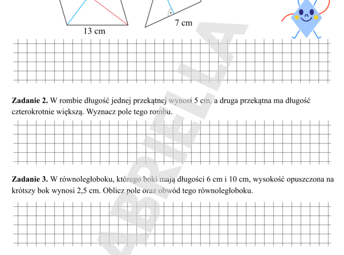 KARTA PRACY - POLE RÓWNOLEGŁOBOKU I ROMBU
