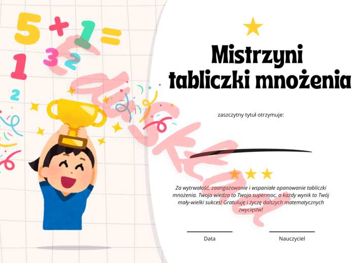 🎉 Zestaw kolorowych dyplomów na Dzień Tabliczki Mnożenia 🎉