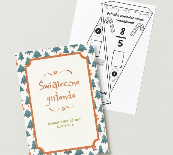 Ułamki niewłaściwe - ułamkowa girlanda świąteczna