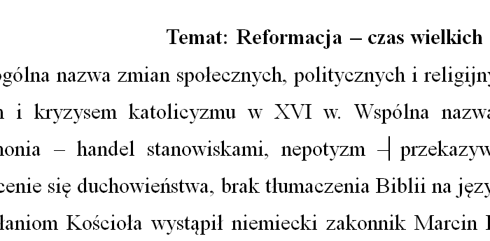 Reformacja - notatka