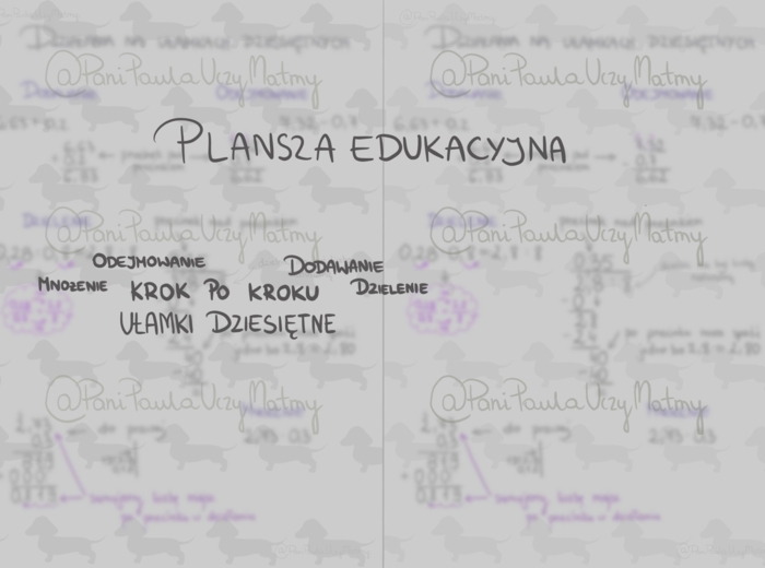 Plansza Edukacyjna z Jamnikami – Dodawanie, Odejmowanie, Mnożenie i Dzielenie Ułamków Dziesiętnych