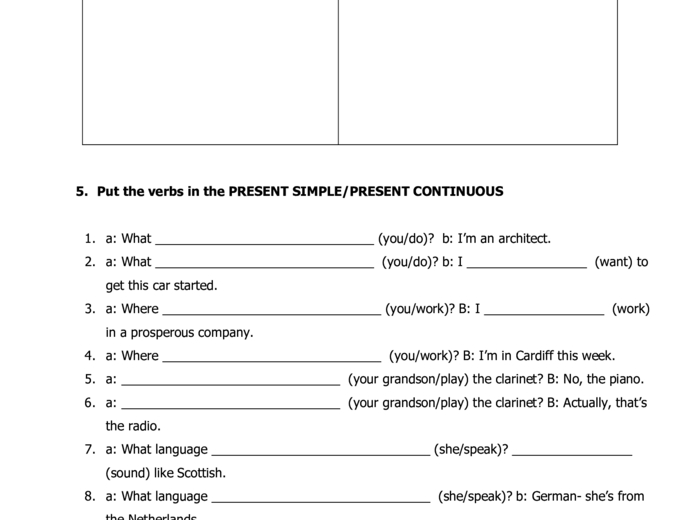Czasy teraźniejsze Present Simple/Continuous/Perfect - ćwiczenia gramatyczne plus klucz odpowiedzi