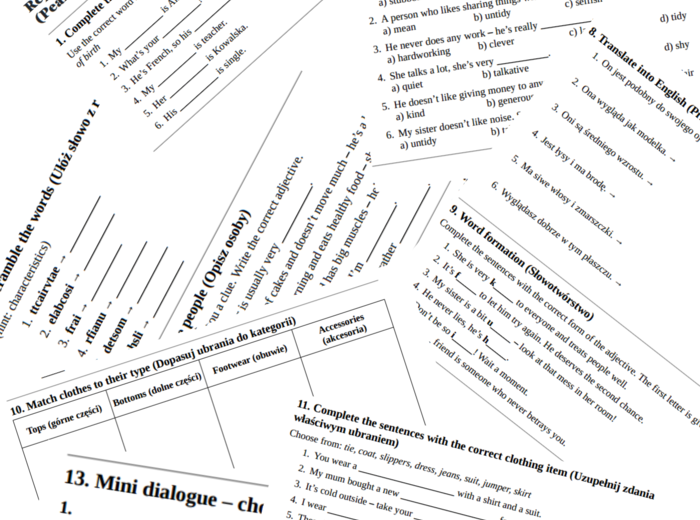 Repetytorium dla szkoły podstawowej cz. 1 (Pearson) – Unit 1 - vocabulary revision