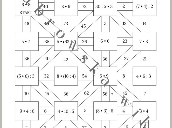 Wielkanocny labirynt matematyczny - tabliczka mnożenia