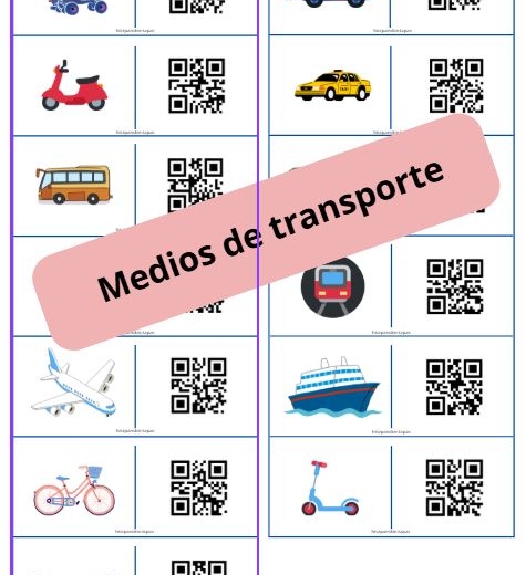 Domino obrazkowe z kodami QR! (Los medios de transporte - środki transportu)