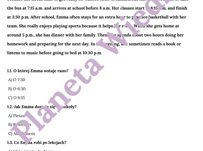 CZYTANIE ZE ZROZUMIENIEM – E8 – Zbiór zadań do egzaminu ósmoklasisty z języka angielskiego. Poziom A2/A2+ – uzupełnienie luk w tekstach, prawda/fałsz, uporządkowywanie zdarzeń, zrozumienie kontekstu zdania