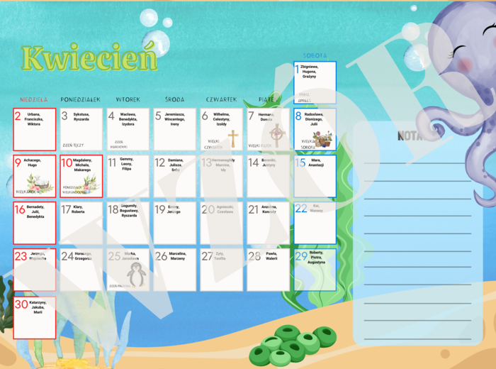 Kalendarz dni nietypowych - 2022/2023 syrenki