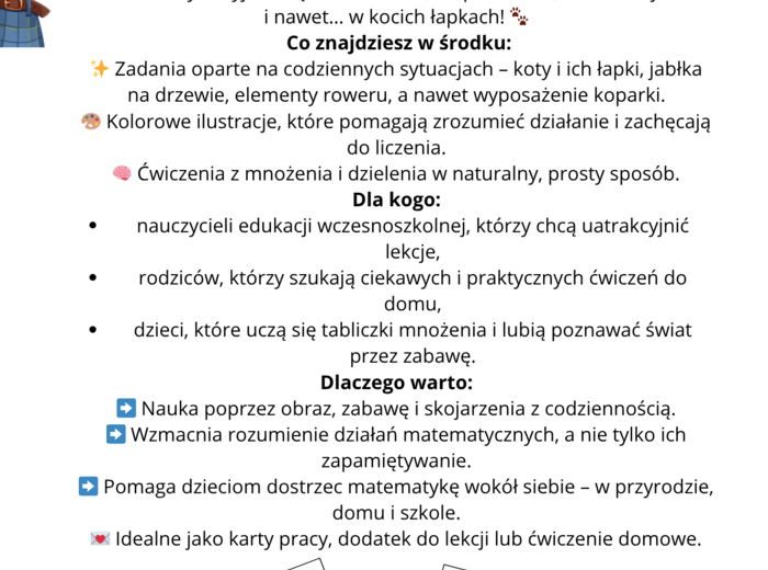 Mnożynki i dzielinki matematyczne - idealny materiał dla klas 1-3
