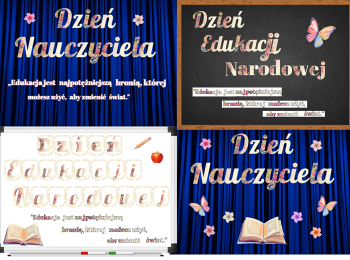 Dzień Edukacji Narodowej, Dzień Nauczyciela, Napis, girlanda, gazetka, uroczystość, apel, karteczki na upominki.
