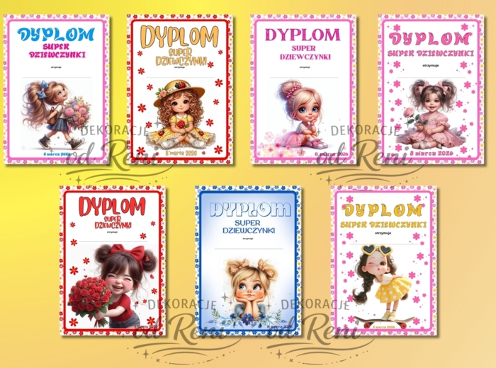 Dzień Kobiet 2026 - CERTYFIKATY „SUPER DZIEWCZYNY” I DYPLOMY „SUPER DZIEWCZYNKI”- 22 WYJĄTKOWE WZORY