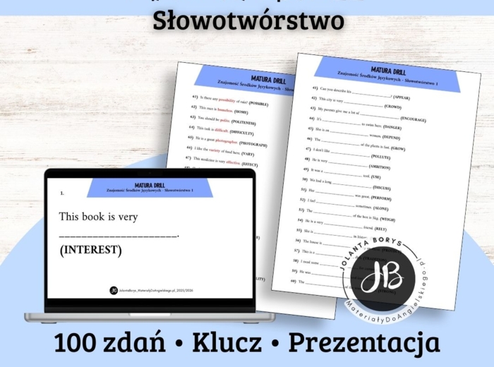 MATURA DRILL - Znajomość Środków Językowych - Słowotwórstwo